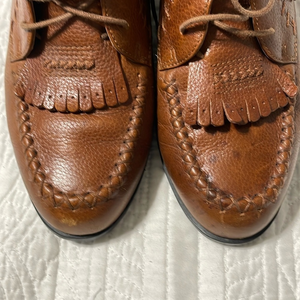 EUC Ariat Camel Leather Lace Up Fringe Boots 8B - Picture 7 of 11